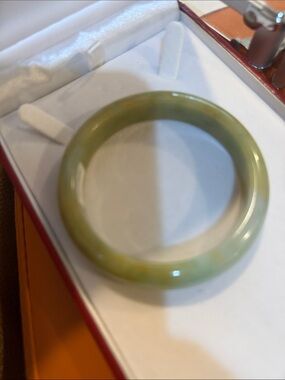 Grade A Polished Green Bean color Jade Bangle Bracelet